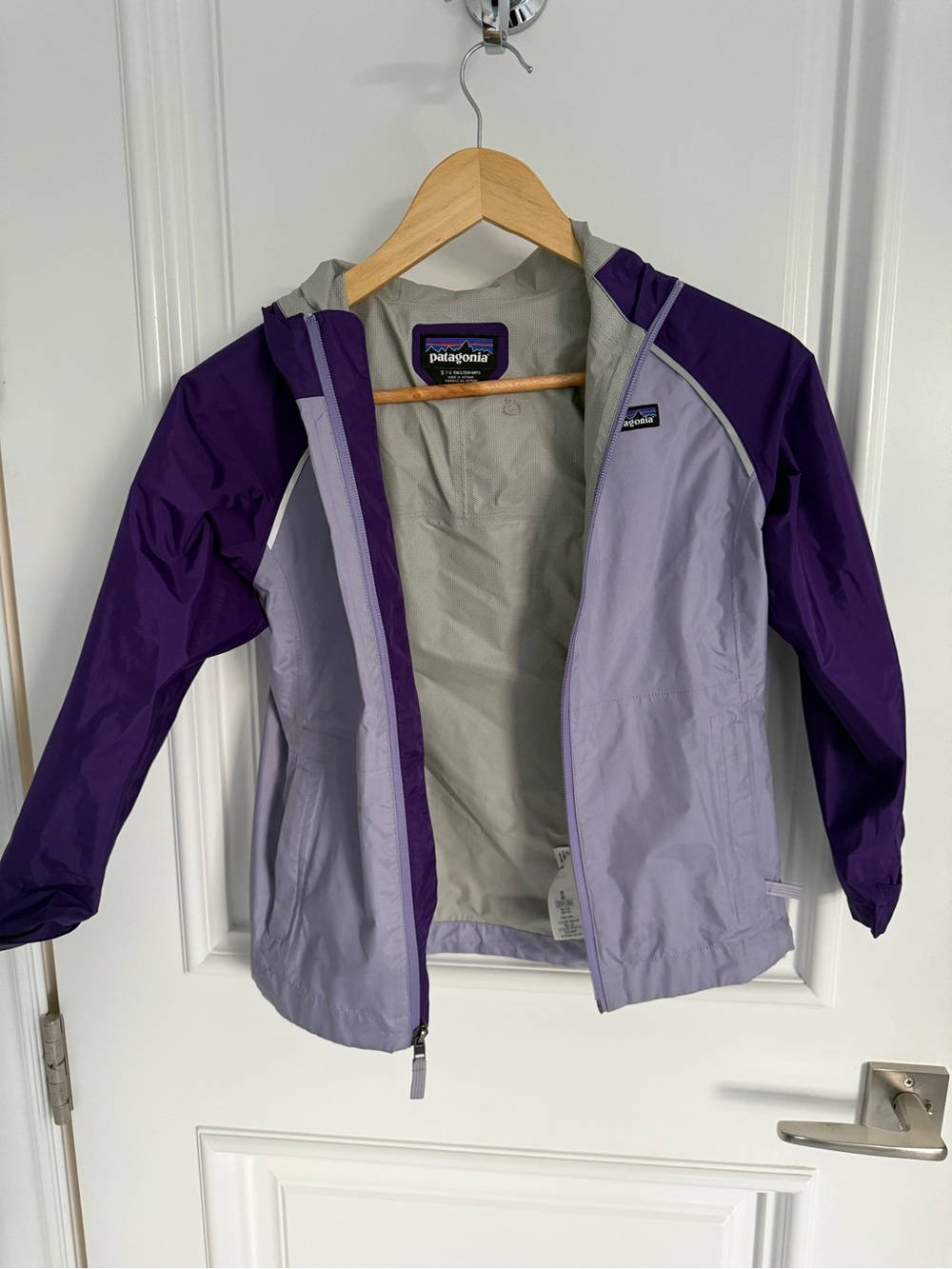 Patagonia Kids Purple and Lavender Hooded Rain Jacket